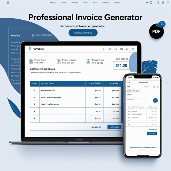 Build a professional invoice generator website with this HTML template. Features PDF download, dark mode, and responsive design. Perfect for businesses!